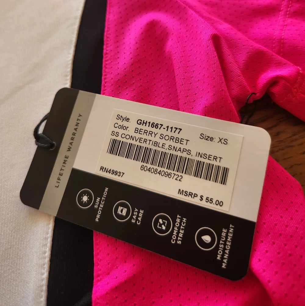 Tail White Label Golf Shirt, Fushia Pink & White with black trim, NWT, Size XS